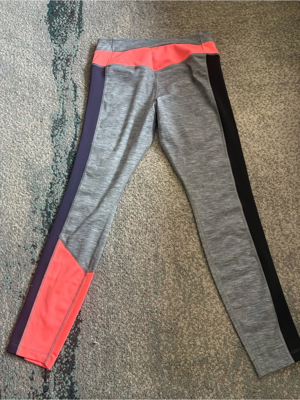 Nike Gray, Coral and Navy Colorblock Leggings